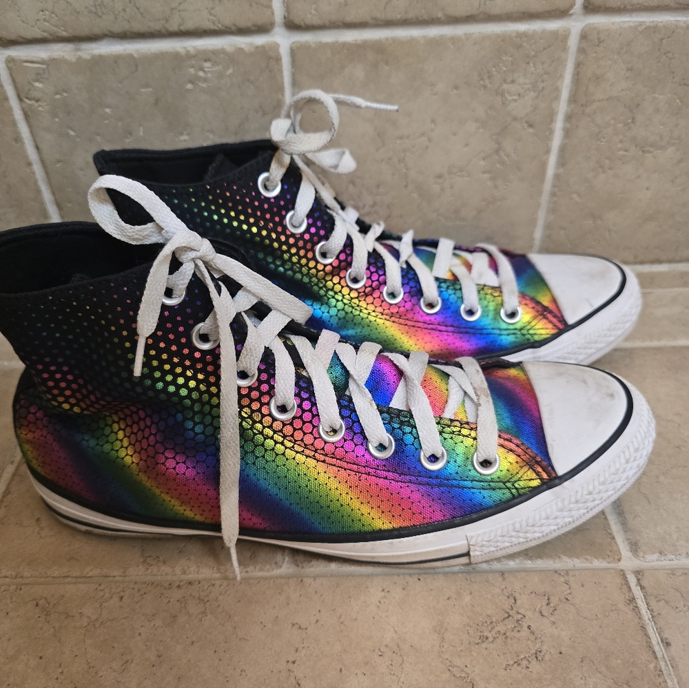 All Star Converse Multicolor High-Top Sneakers Men Size 9, Women Size 11 - Picture 2 of 9